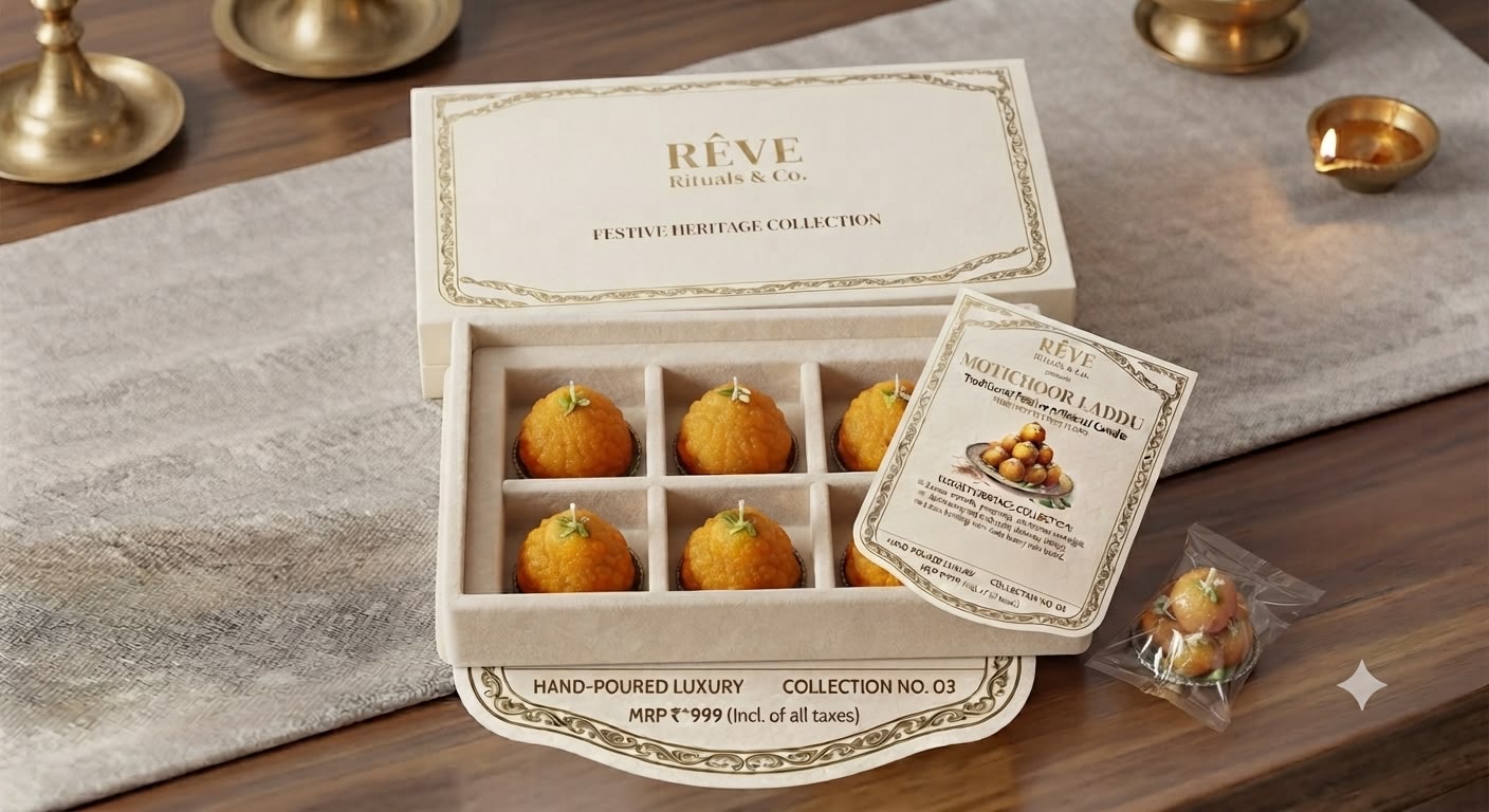 Motichoor laddu artisanal candles