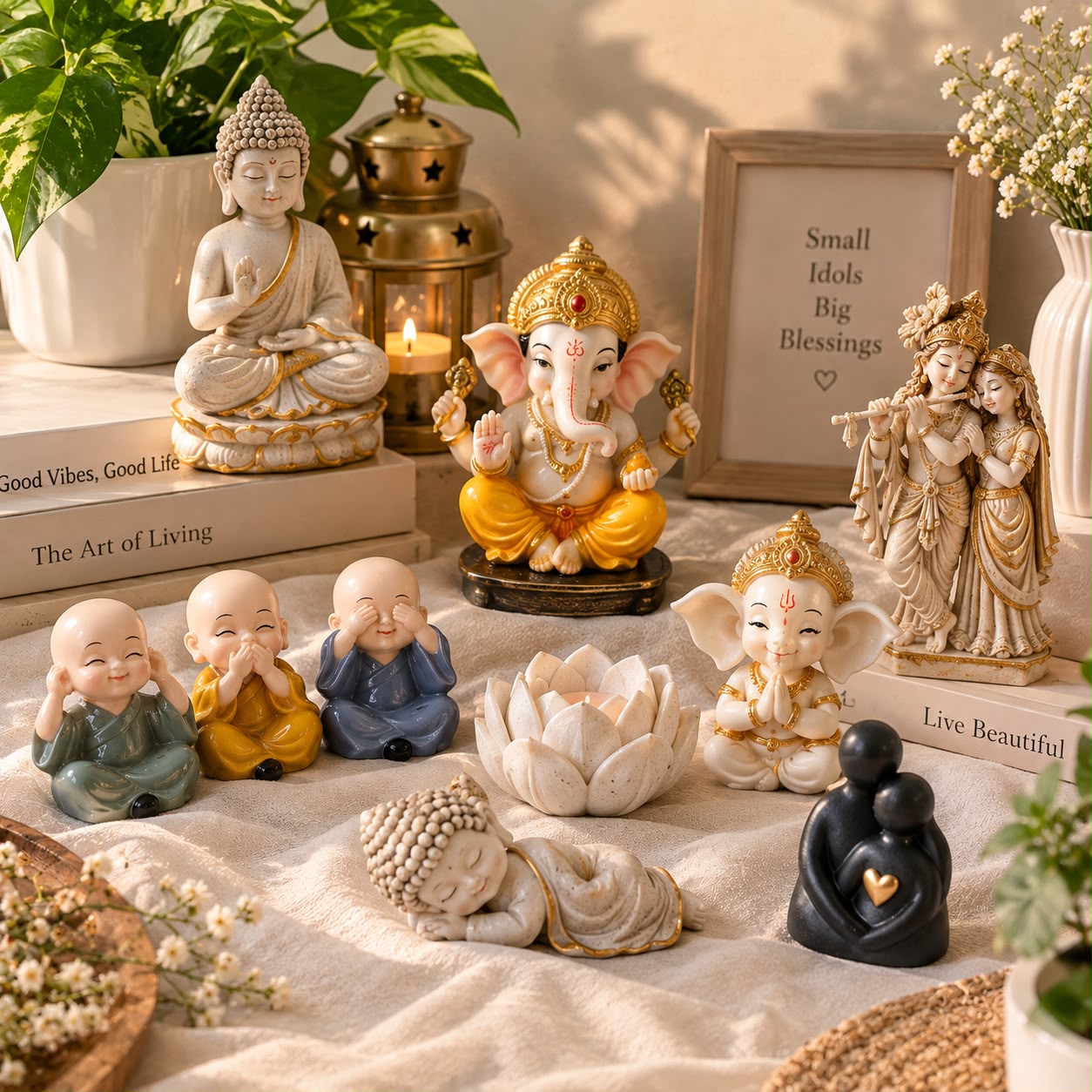 Ornate decorative statues and sacred idols